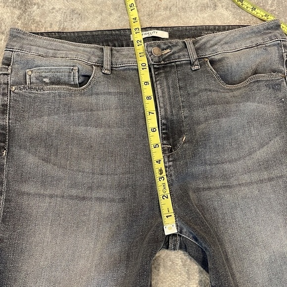 NWT Fidelity Gwen Crop High Rise Skinny Ankle Jeans Gray Dissolve Raw Hem 32 - Picture 9 of 14